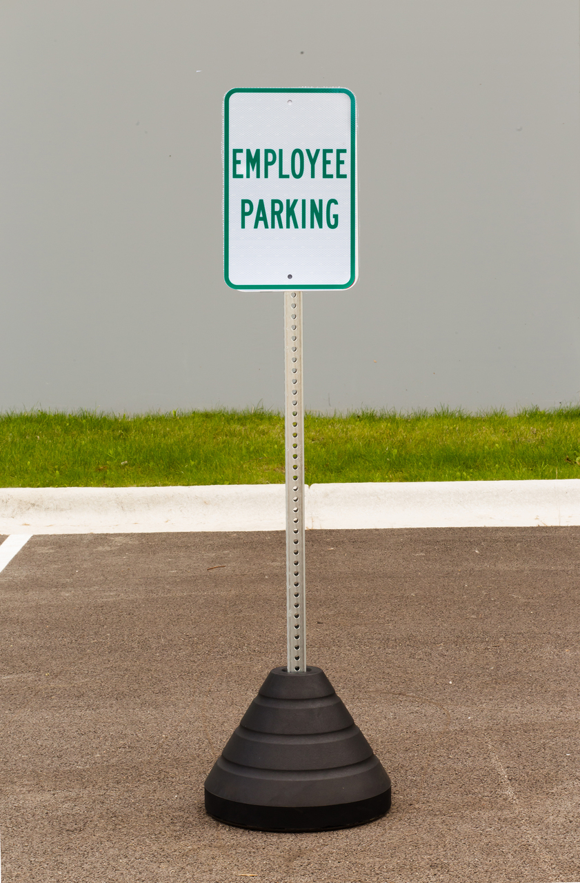 ZING Eco Parking Sign w/Mounting Post and Base, Employee Parking, 18Hx12W, Engineer Grade Prismatic, Recycled Aluminum 