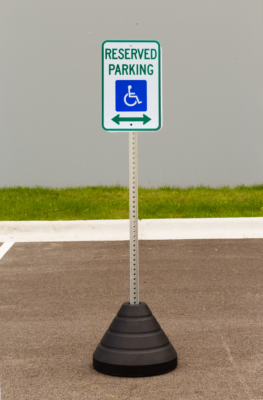 ZING Eco Parking Sign w/Mounting Post and Base, Reserved Parking, 18Hx12W, Engineer Grade Prismatic, Recycled Aluminum