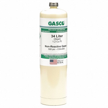 GASCO 34LS-83 Calibration Gas,Hydrogen,34L,Steel 