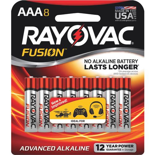 824-8TFUSK Rayovac Fusion AAA Alkaline Battery